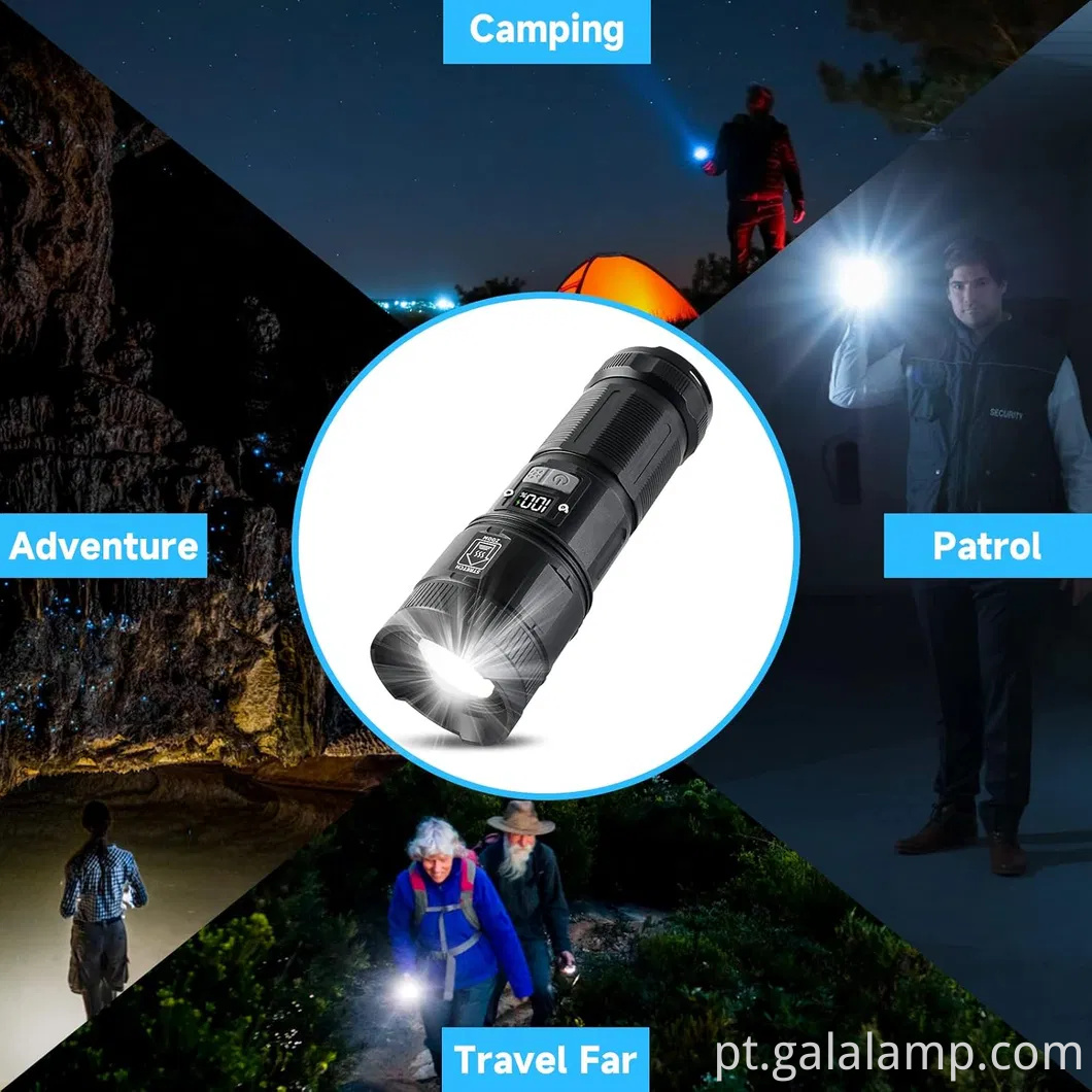 Lanterna LED poderosa com feixe de laser branco para uso ao ar livre